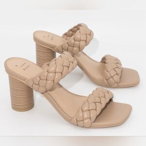 A New Day Braided Block Heel Mules – Tan – Size 7